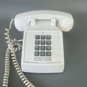 Cortelco Vintage Telephone Landline, White Traditional Corded RJ11C Push Buttons